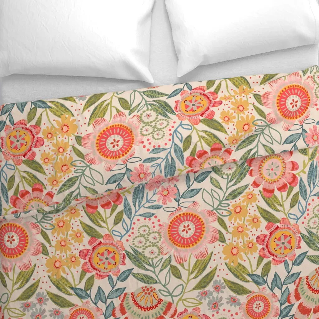 Summer Garden Bold Blooms Duvet Cover - Pink alternate view