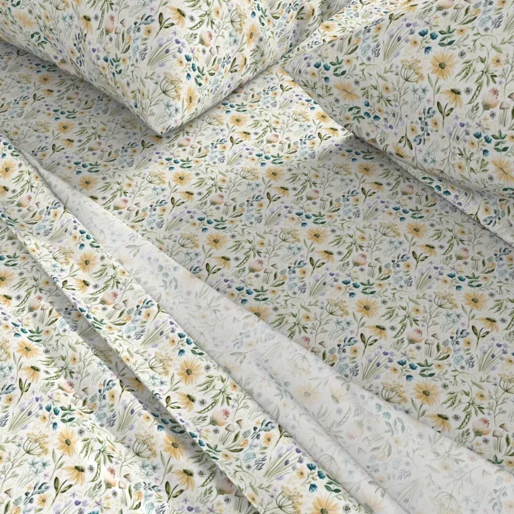 Summer Garden Herbs And Veggies King Sheet Set - Yellow alternate view