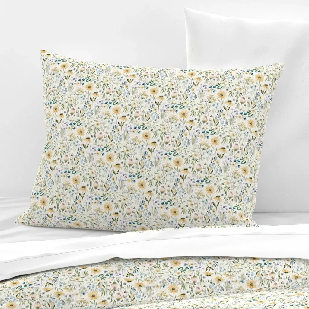 Summer Garden Herbs & Veggies Standard Knife Edge Pillow - Yellow, Cotton Sateen product