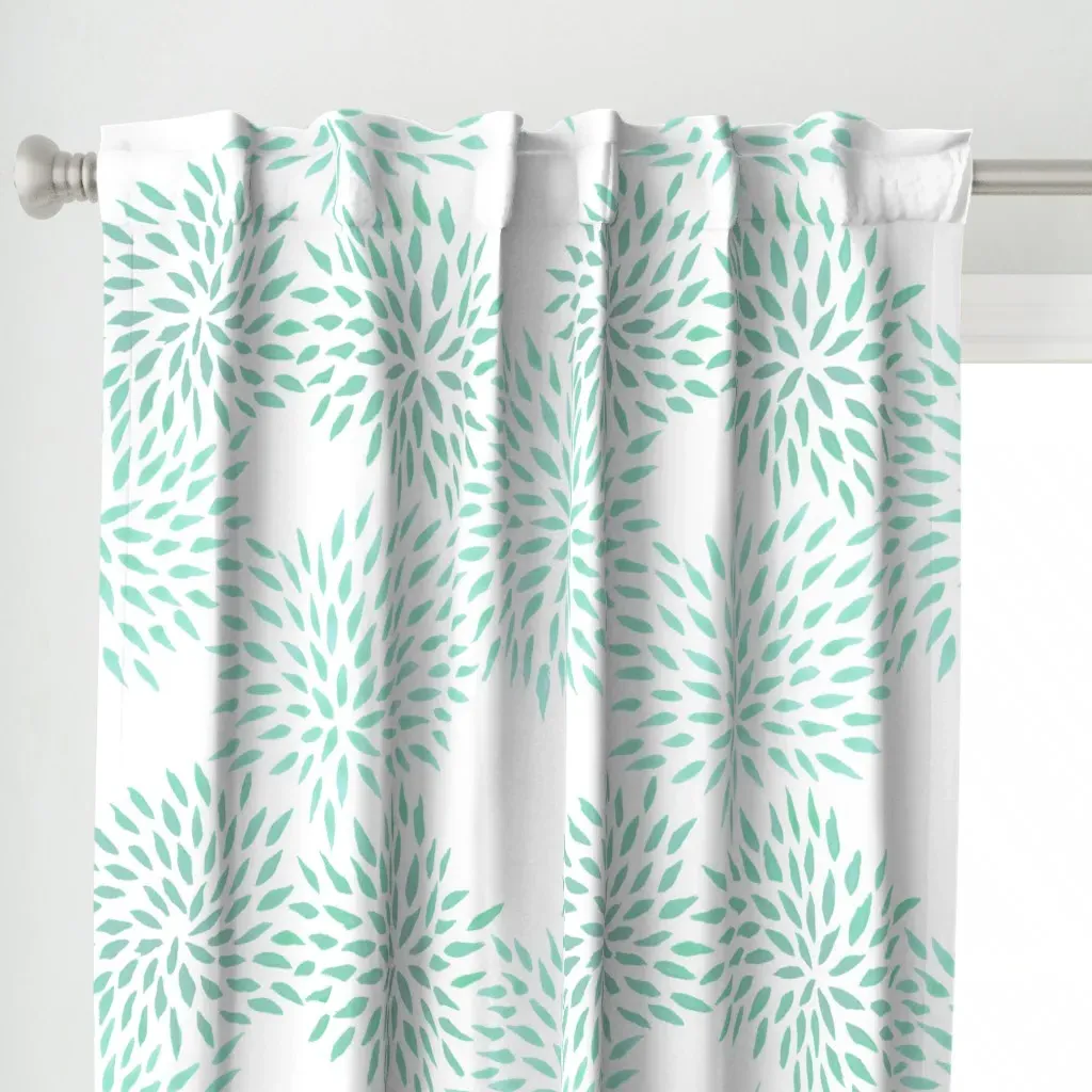 Summer Mums Curtain Panel - Aqua alternate view