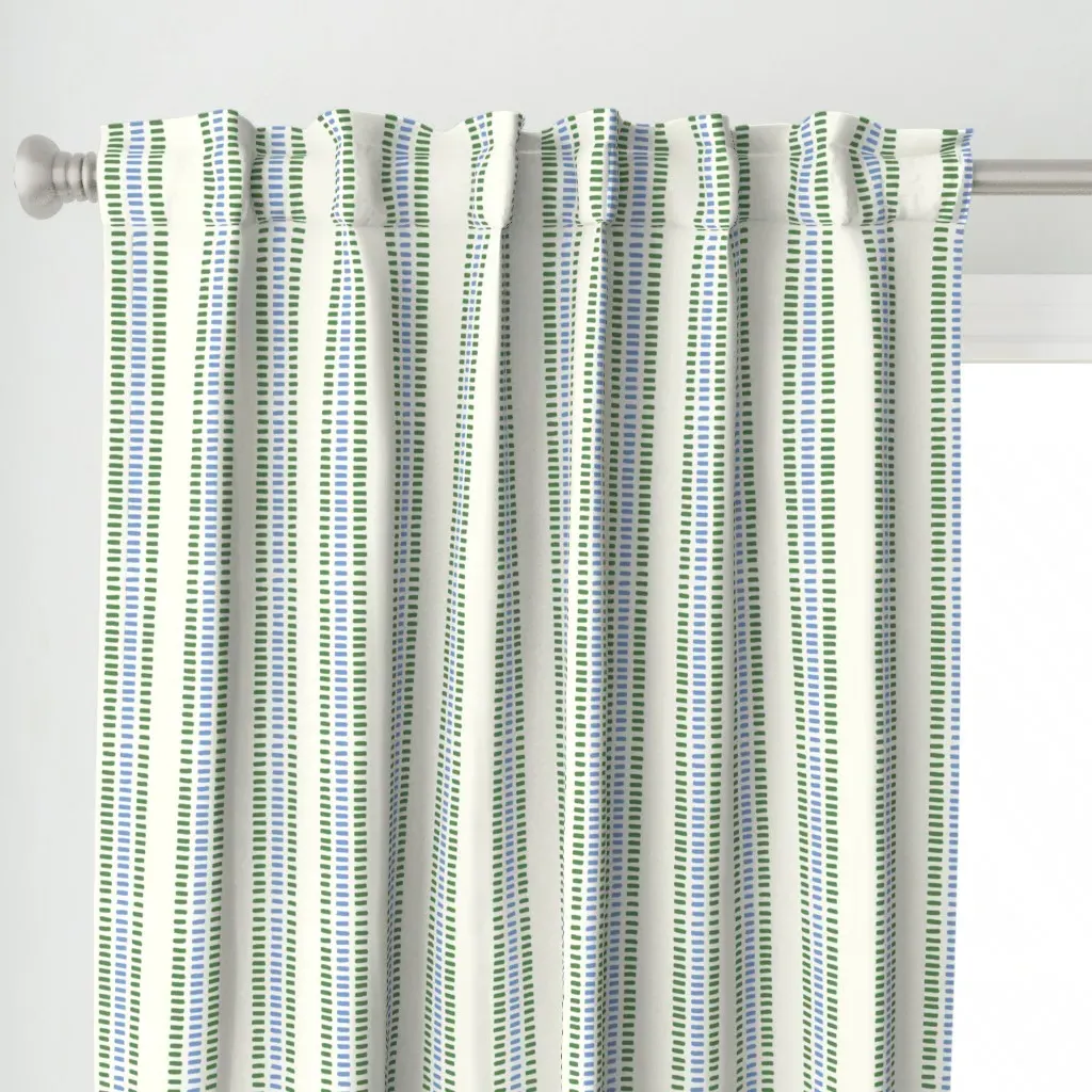 Summer Stripes Narrow Curtain Panel - Green alternate view