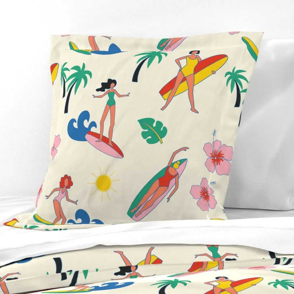 Summer Surf Paradise Euro Pillow Sham - Pink product