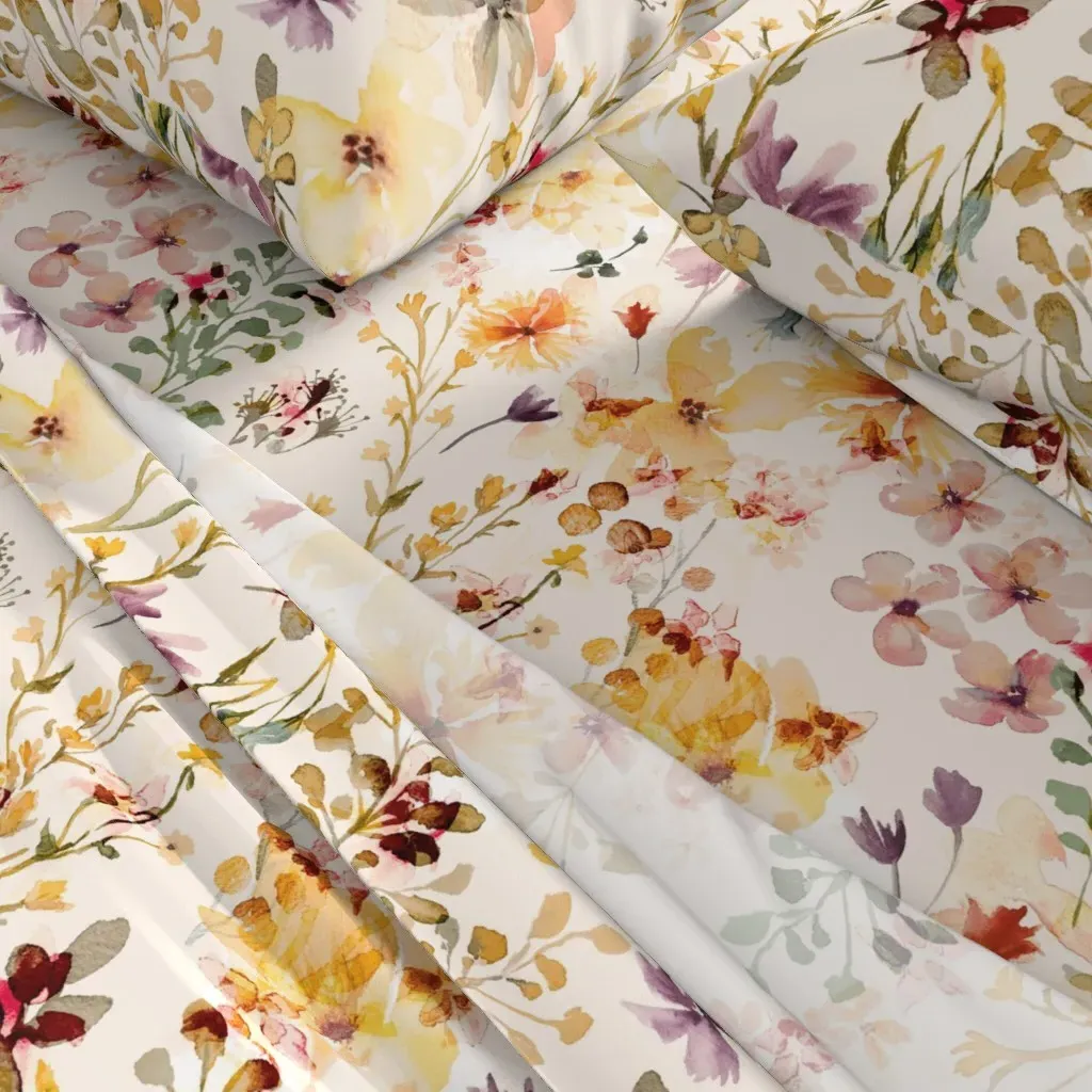 Summer Twilight Floral Queen Sheet Set - Yellow Orange alternate view