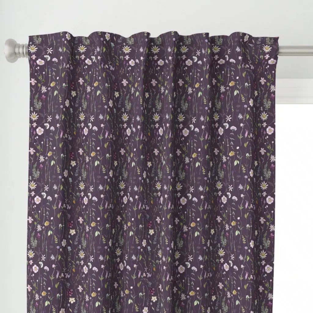 Summer Wildflower Floral Curtain Panel - Purple alternate view