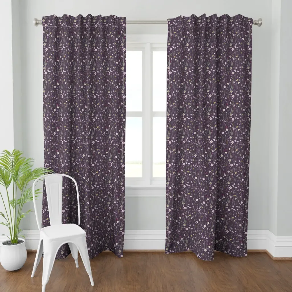Summer Wildflower Floral Curtain Panel - Purple product