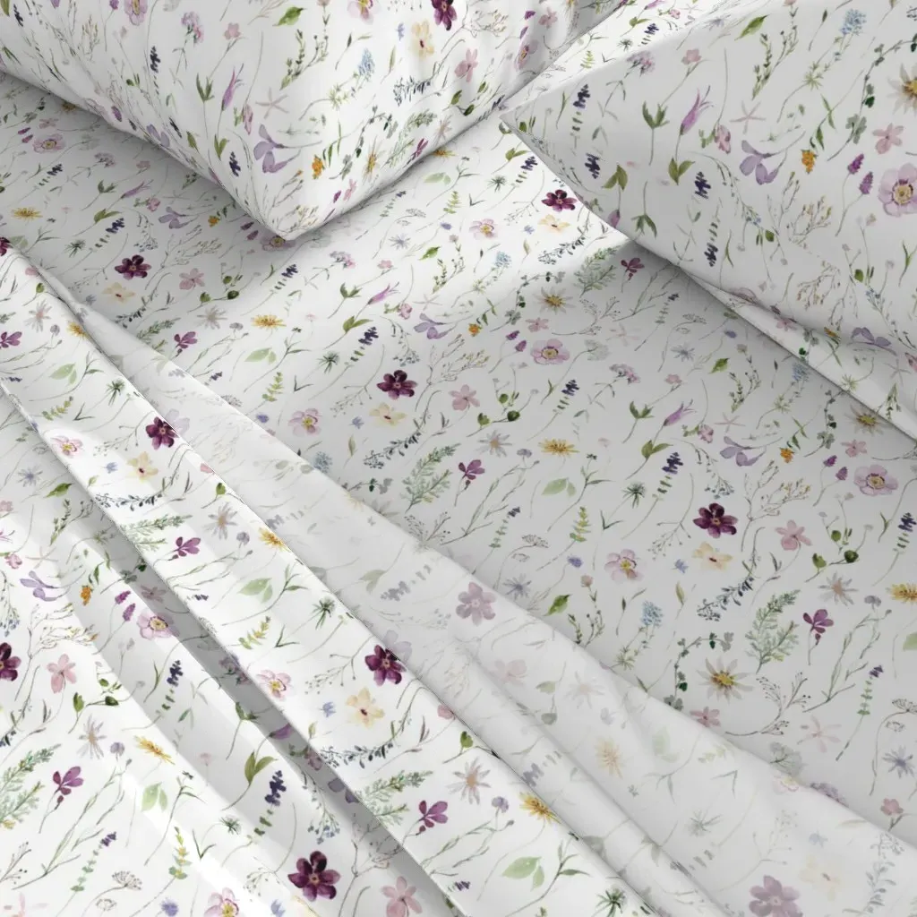 Summer Wildflower Floral Queen Sheet Set - Lavender Purple alternate view