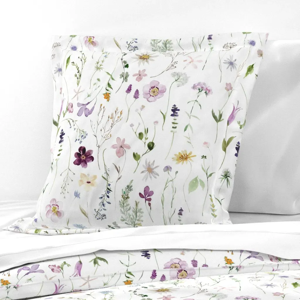 Summer Wildflowers Floral Euro Pillow Sham - Lavender Purple product