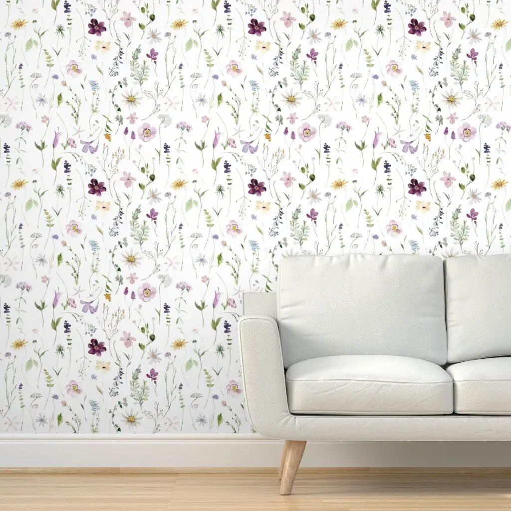 Summer Wildflowers Floral Peel and Stick Wallpaper - Lavender Purple product