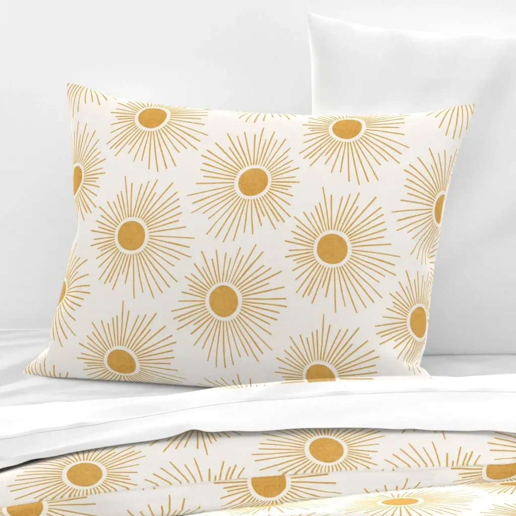 Sun Rays Dense Sunshine Boho Standard Knife Edge Pillow - Yellow Gold, Cotton Sateen product
