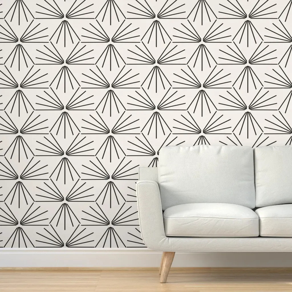 Sun Tile Large Peel and Stick Wallpaper - Black, White, Beige product