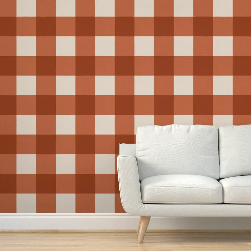 Sunbow Gingham Peel and Stick Wallpaper - Burnt Orange product