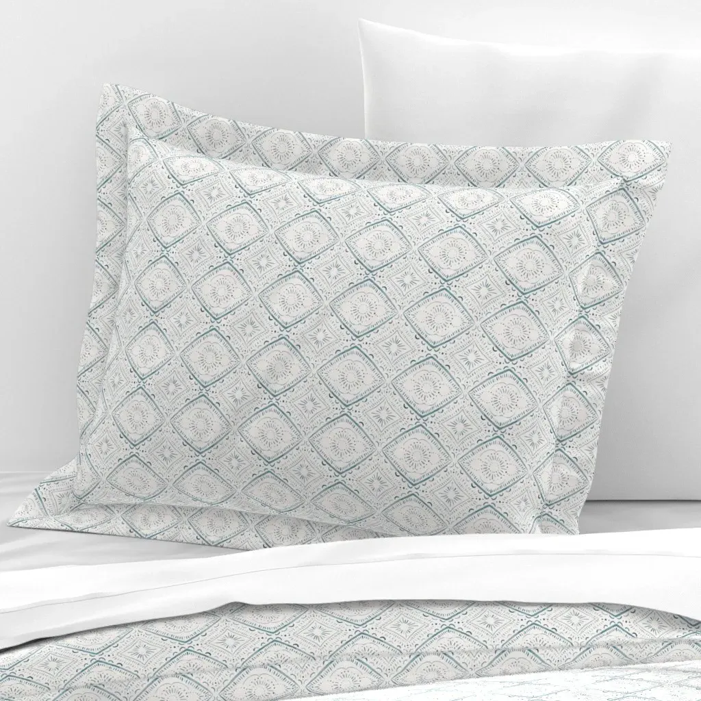 Sunburst Ocean Standard Flanged Cushion Cover - Indigo, Cotton Sateen product
