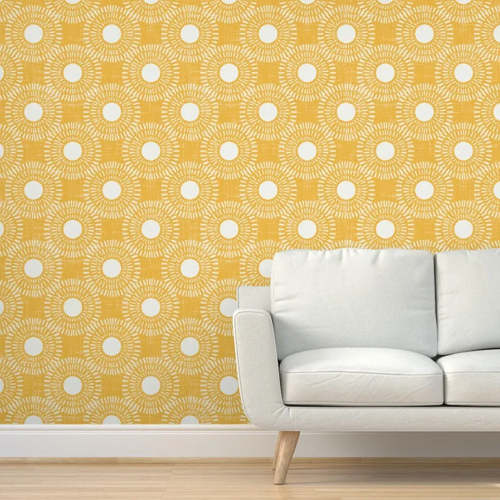 Sunburst Peel and Stick Wallpaper - Mustard Yellow product