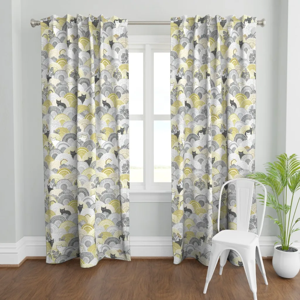 Sunflower Cat Curtain Panel - Gold product