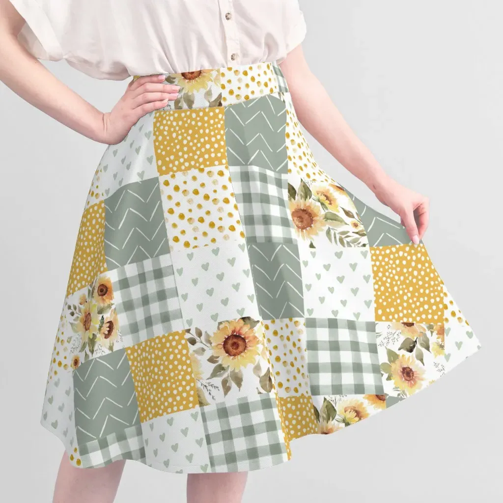 Sunflower Floral Cheater Quilt Fabric - Mustard Yellow alternate view