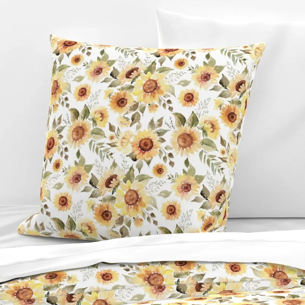 Sunflower Floral Large Euro Pillow Sham - Yellow product