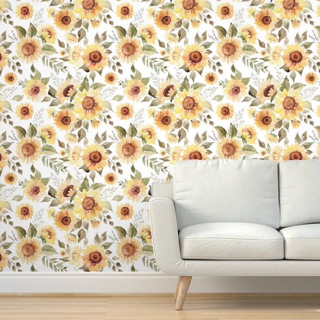 Sunflower Floral Peel and Stick Wallpaper - Yellow, Green product