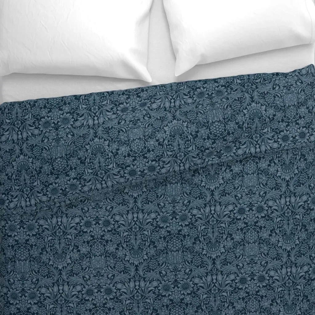 Sunflower in Delphinium Blue Duvet Cover - Indigo alternate view