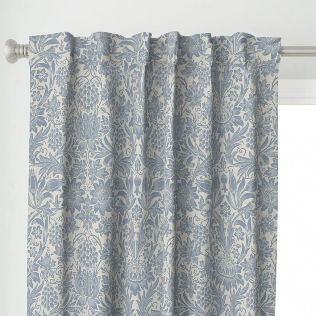Sunflower In Manor House Curtain Panel - Dusty Blue alternate view