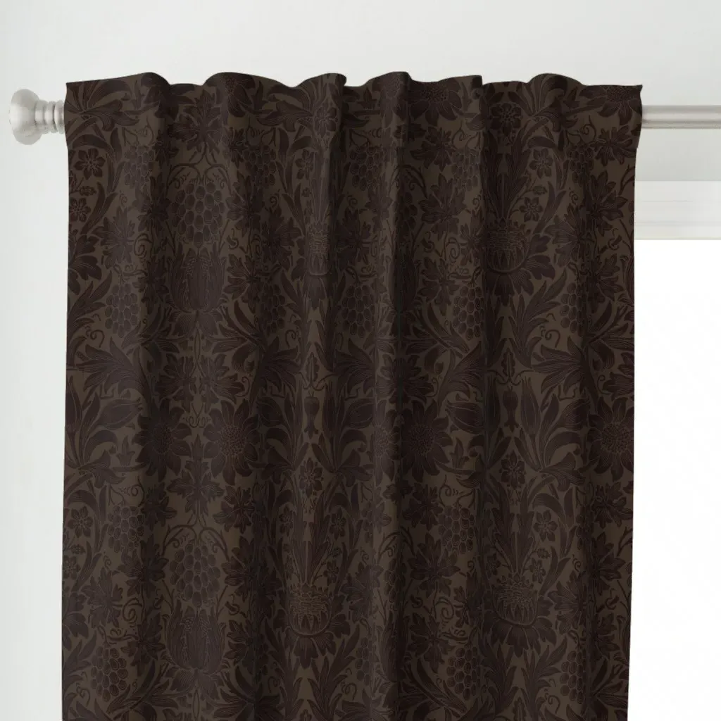 Sunflower In Peppercorn Curtain Panel - Dark Brown alternate view