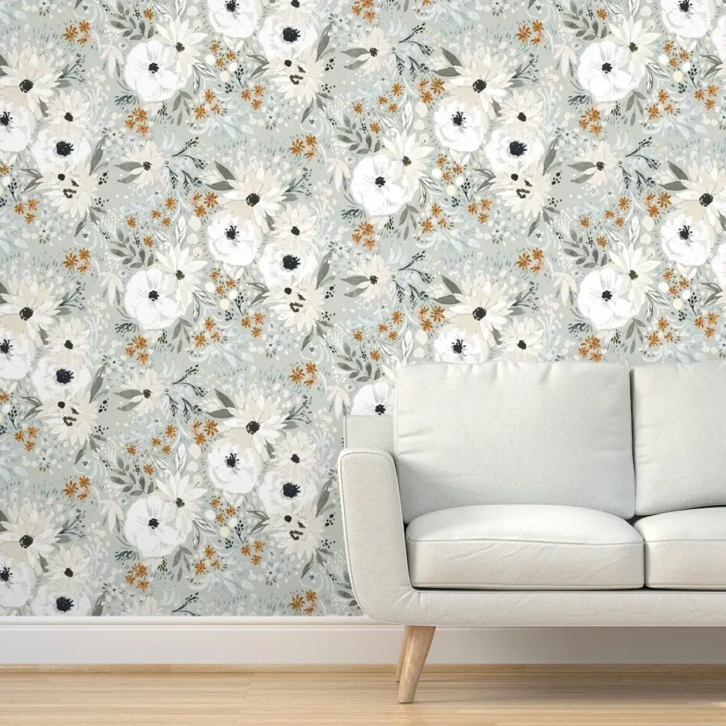 Sunflower Meadow Sage Peel and Stick Wallpaper - White product