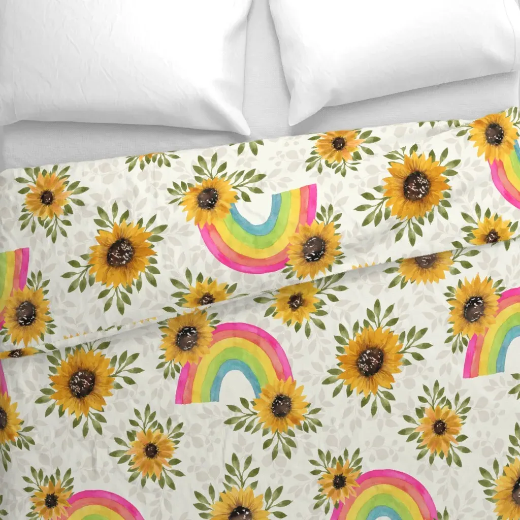 Sunflowers & Rainbows Large Duvet Cover - Yellow alternate view