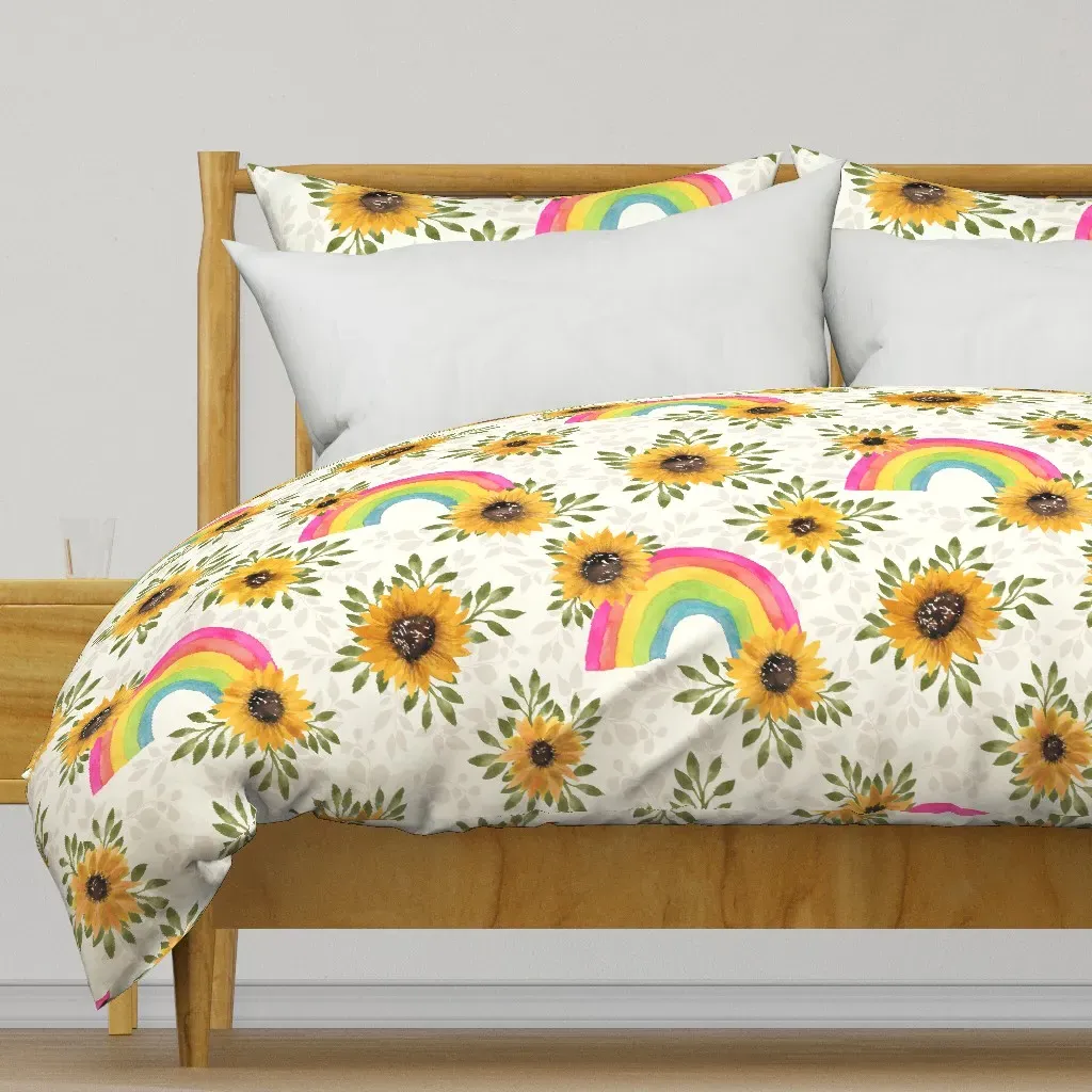 Sunflowers & Rainbows Large Duvet Cover - Yellow product