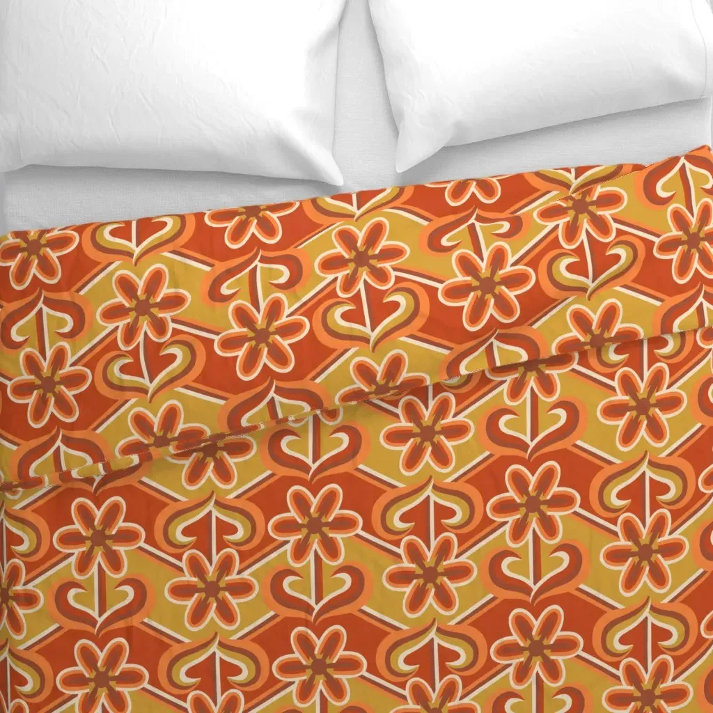Sunny Chevy Retro Duvet Cover - Burnt Orange alternate view