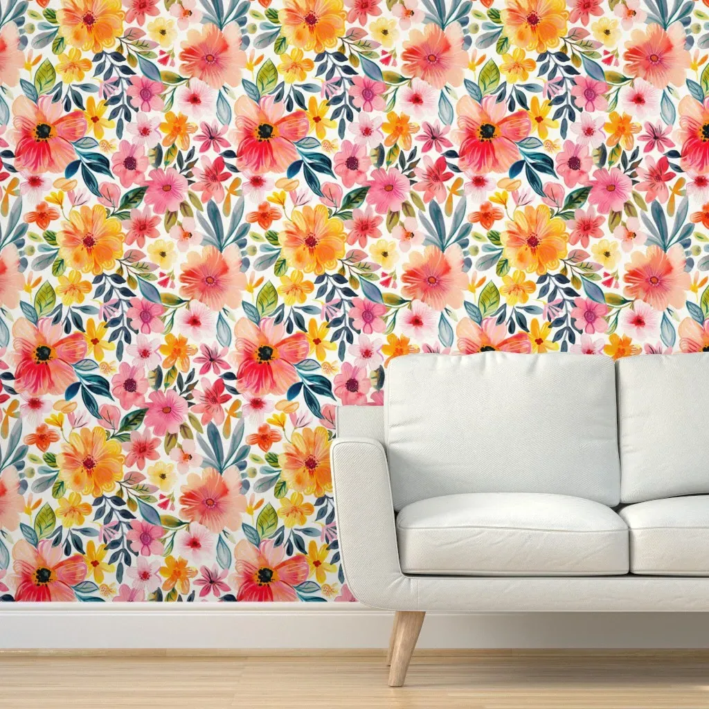 Sunny Day Floral Large Scale Peel and Stick Wallpaper - Pink product