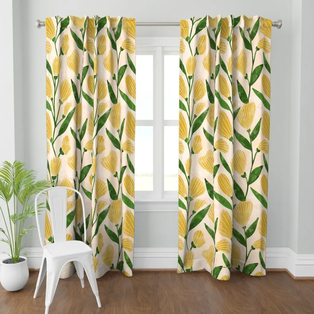 Sunny Floral Vine Curtain Panel - Yellow product
