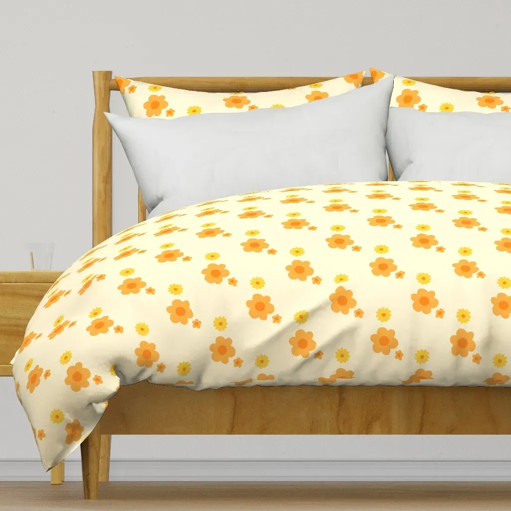 Sunny Hippie 70s Style Flowers Duvet Cover - Yellow product
