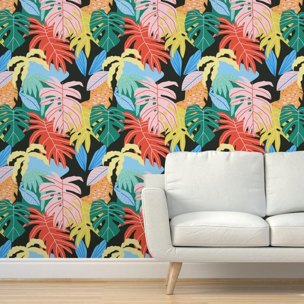 Sunny Jungle Peel and Stick Wallpaper - Pink product