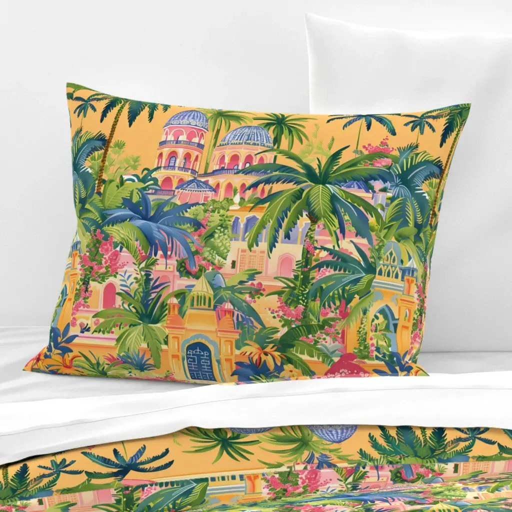 Sunny Palace Standard Knife Edge Cushion Cover - Yellow Orange, Cotton Sateen product