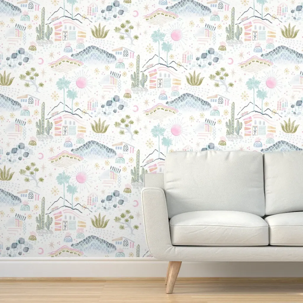 Sunny Palm Springs Peel and Stick Wallpaper - Light Pink product