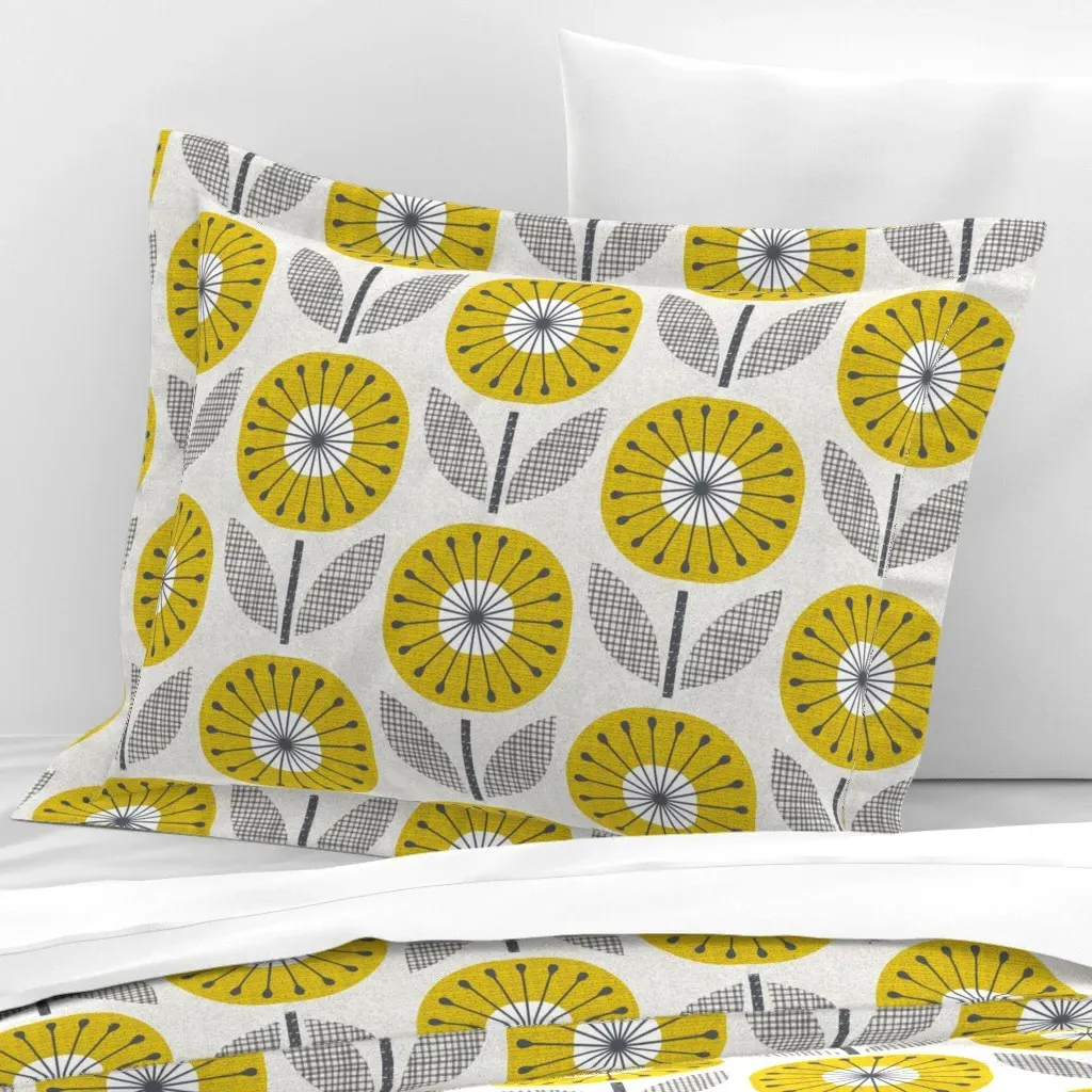 Sunny Winter Blooms Jumbo Wallpaper - Mustard Yellow, Cotton Sateen product