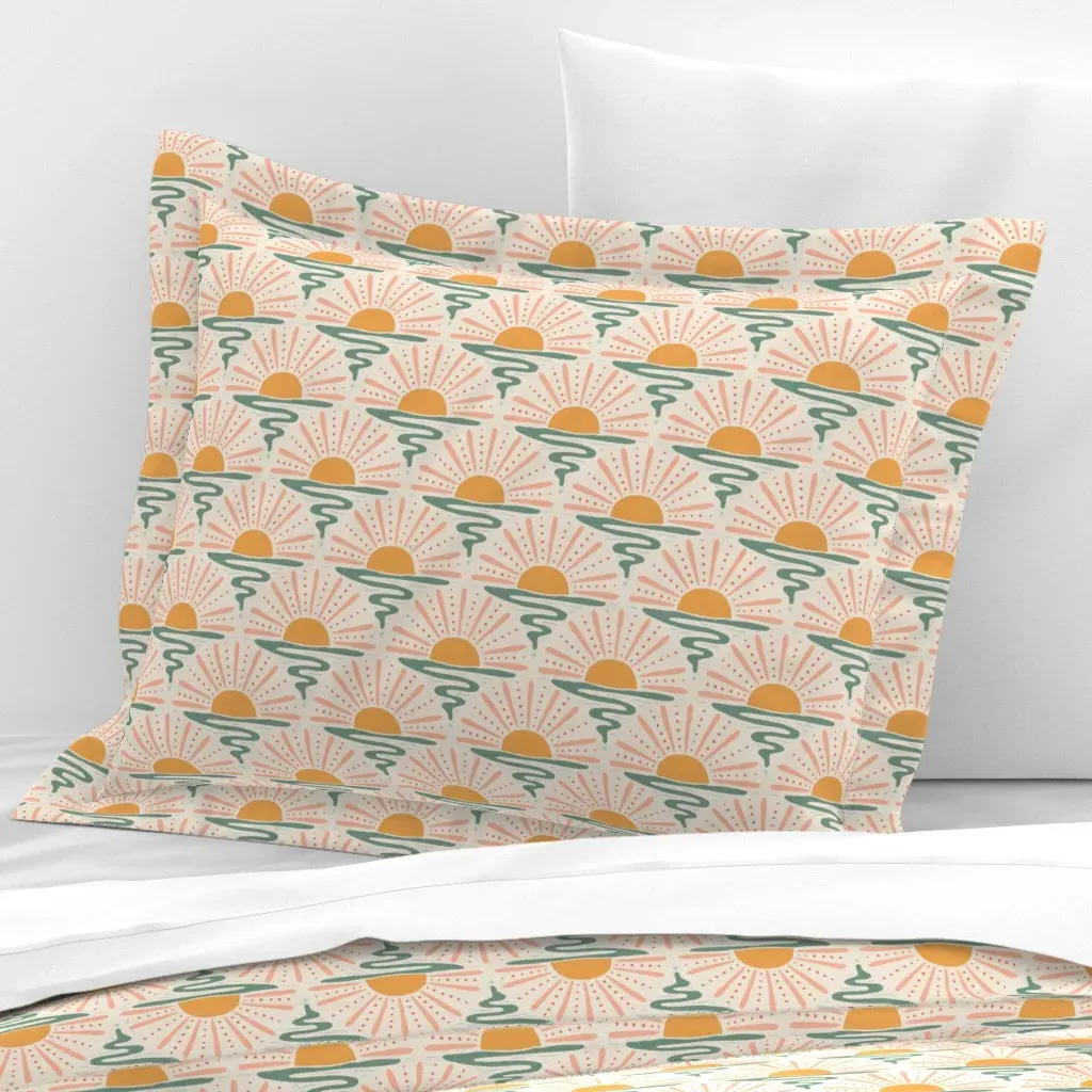 Sunrise Ogee Retro Standard Flanged Cushion Cover - Orange, Cotton Sateen product