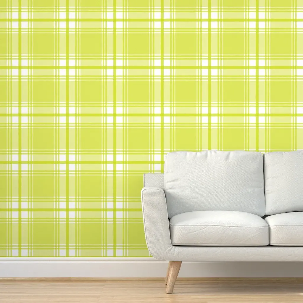Sunroom Plaid Seedling Peel and Stick Wallpaper - Lime Green product