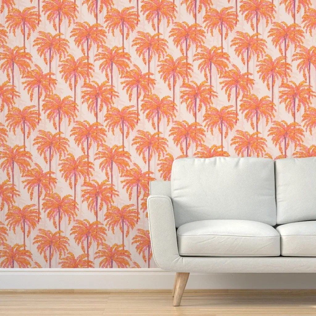 Sunset Palm Extra Large Peel and Stick Wallpaper - Coral product