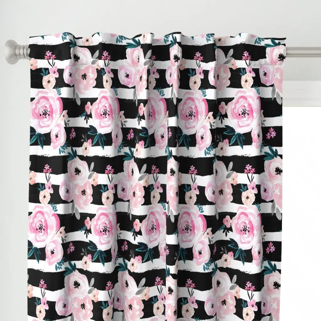 Sunset Rose Stripe Curtain Panel - Pink alternate view