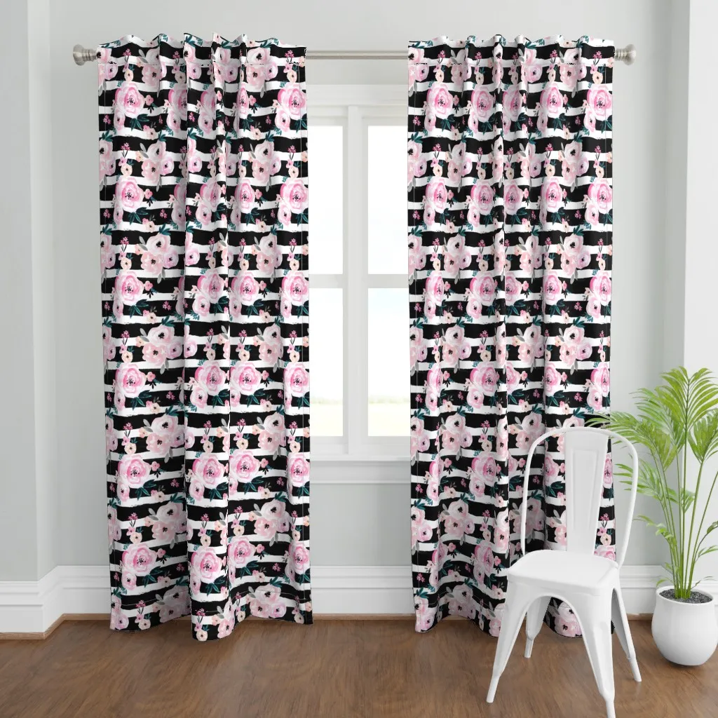 Sunset Rose Stripe Curtain Panel - Pink product