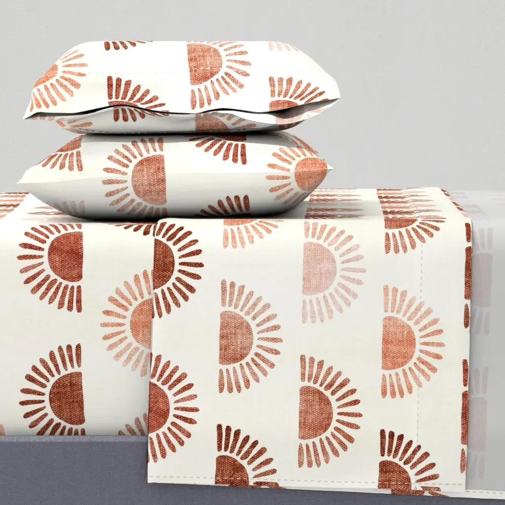 Sunshine Boho Sun Queen Sheet Set - Terracotta product