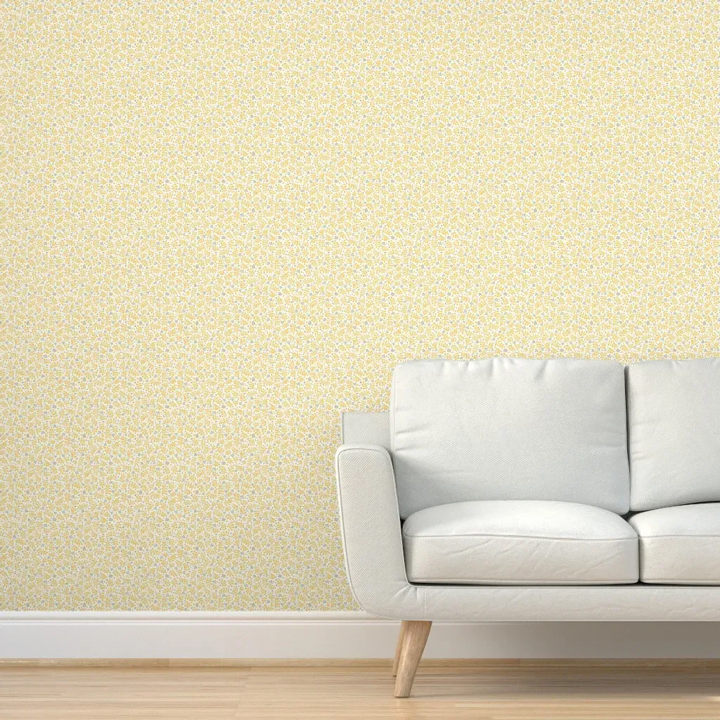 Sunshine Citrus Fruit Organic Grove Harvest Peel and Stick Wallpaper - Mustard Yellow product