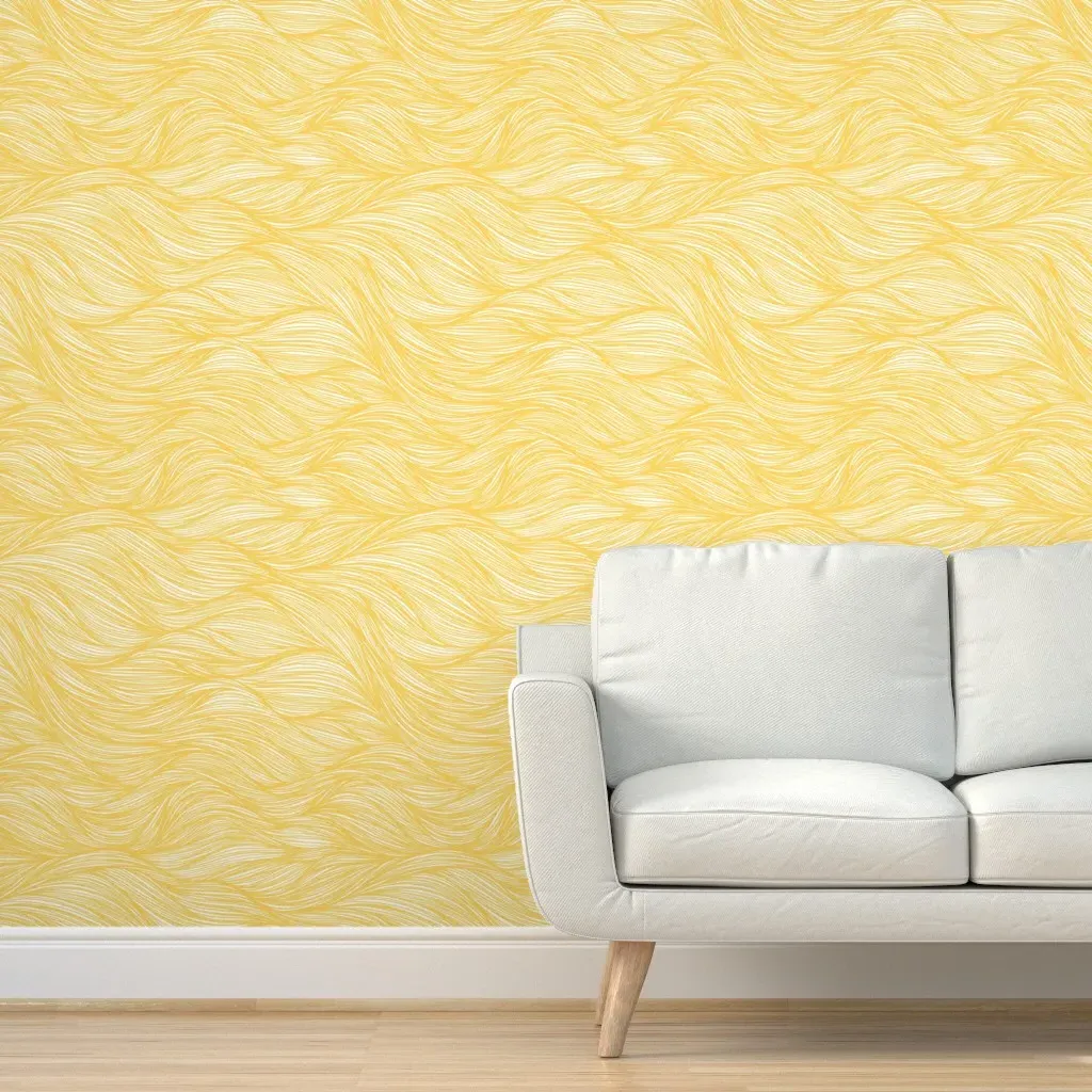 Sunshine Flowing Lines Peel and Stick Wallpaper - Pale Yellow product
