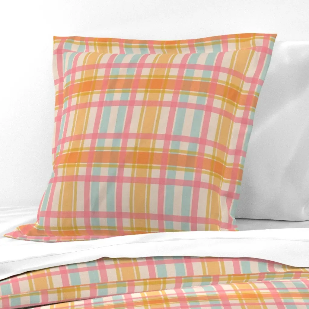 Sunshine Plaid Euro Pillow Sham - Peach product
