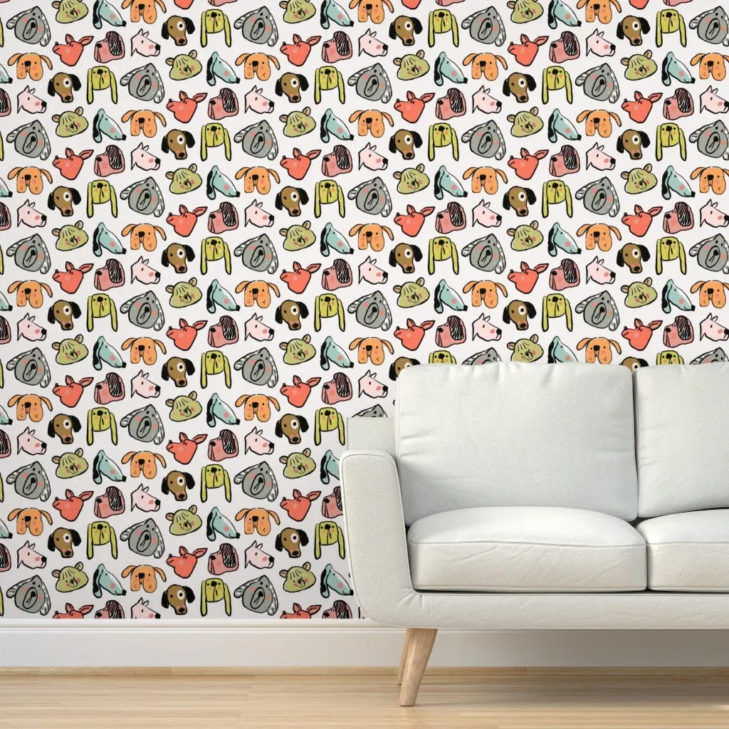 Super Sketchy Dogs Peel and Stick Wallpaper - Orange product