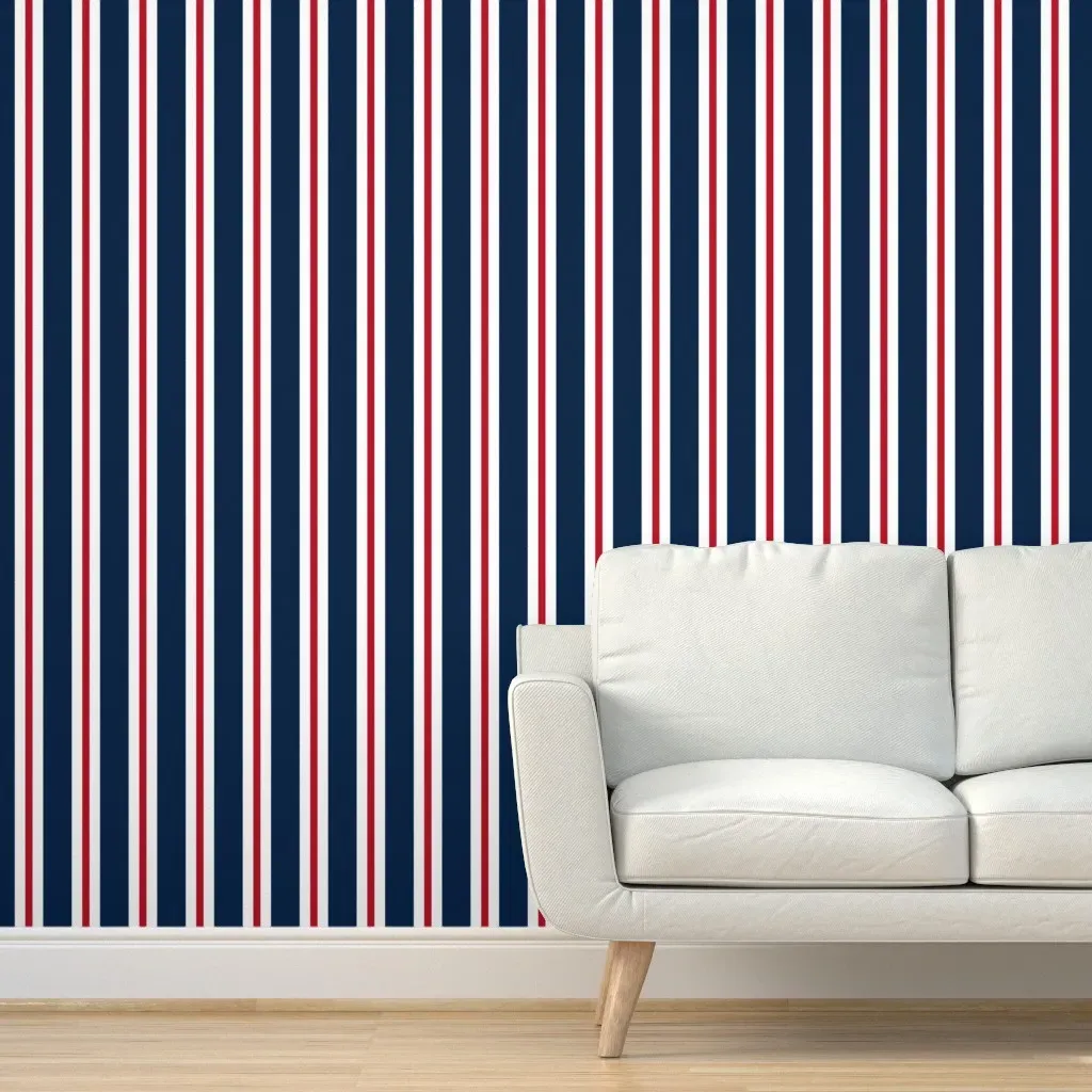Super Yacht Vertical Stripe Peel and Stick Wallpaper - Navy Blue product