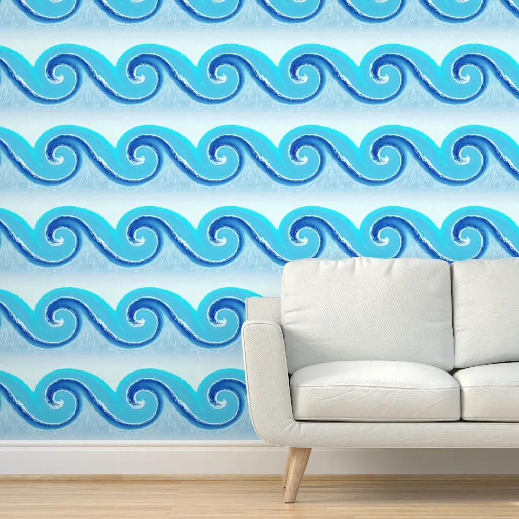 Superior Wave Peel and Stick Wallpaper - Bright Blue product