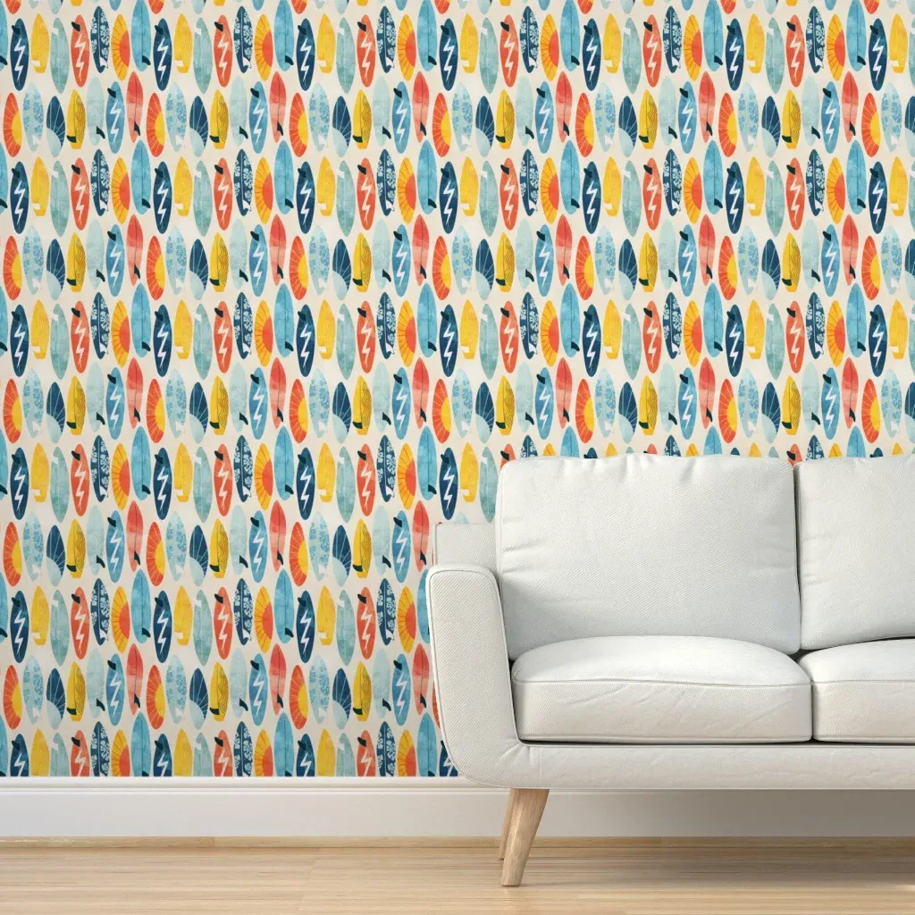 Surf Away Peel and Stick Wallpaper - Blue, Yellow product
