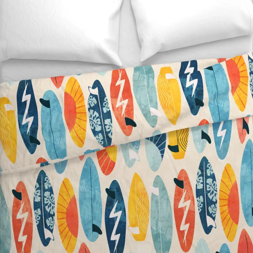 Surf Away White Jumbo Scale Duvet Cover - Blue alternate view