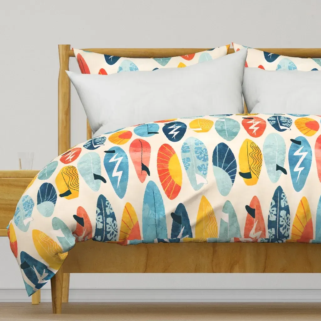 Surf Away White Jumbo Scale Duvet Cover - Blue product